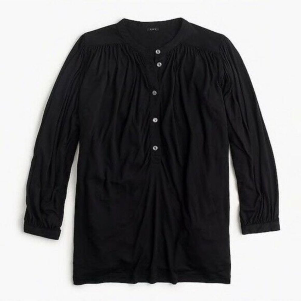 J.Crew black drapey popover button up top